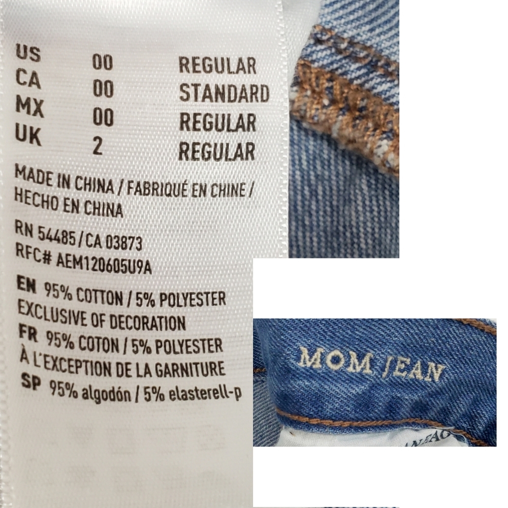 American eagle outfitters size 00 distressed  high rise mom jeans light blue - Picture 11 of 12